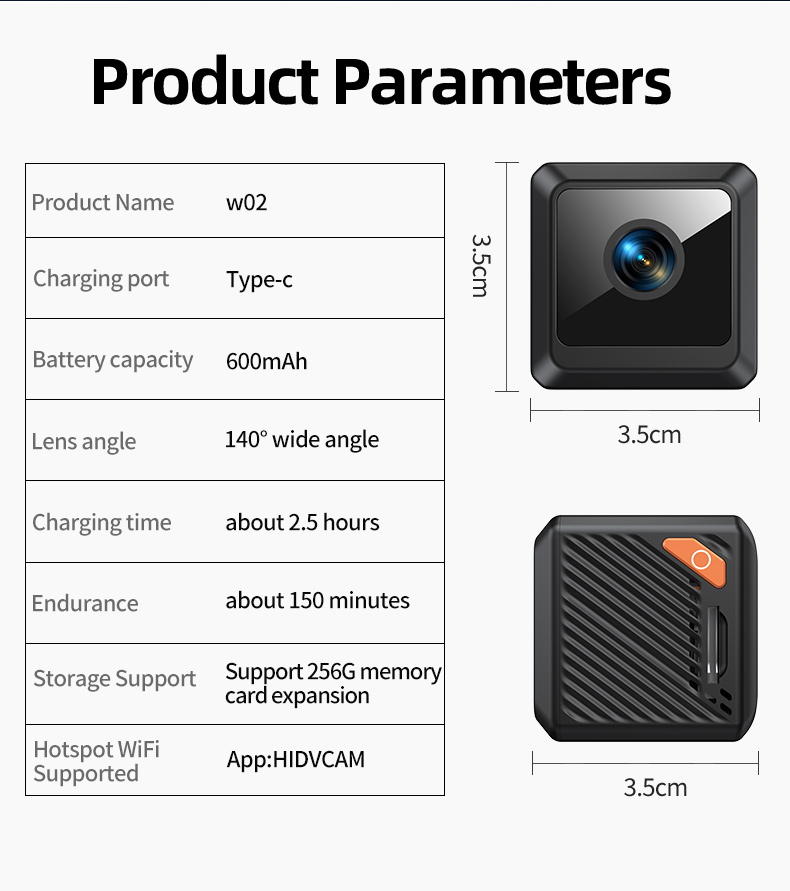 hd mini wifi camera product specifications